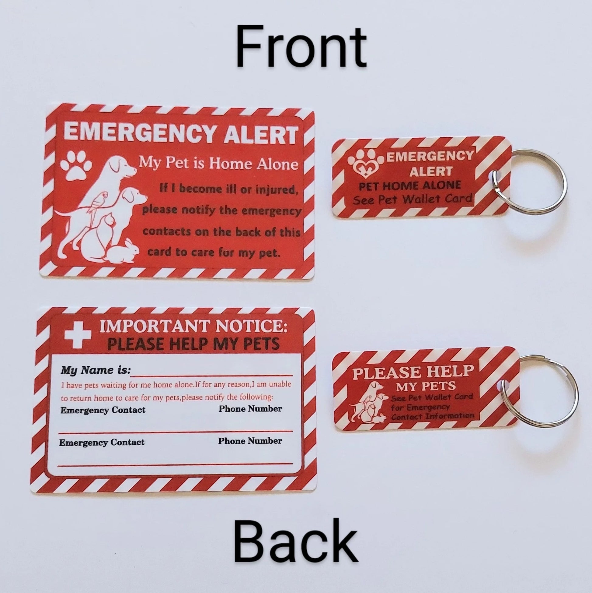 Pet Alert Card and Keyring Tag (In case of Emergency)