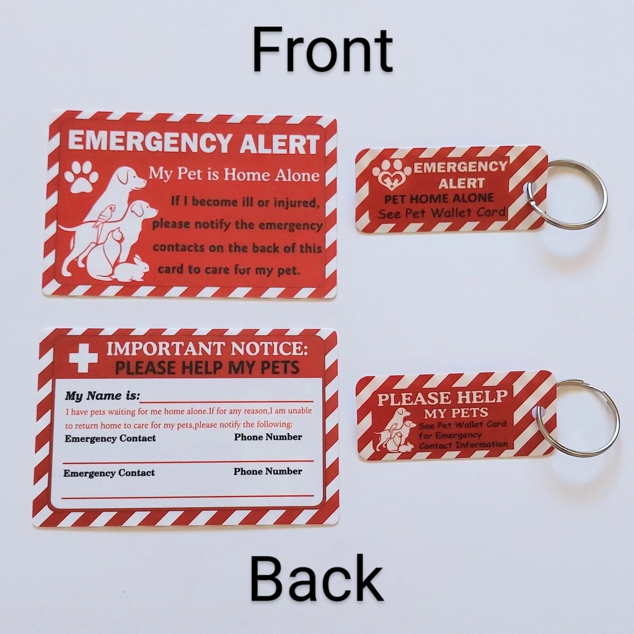 Pet Alert Card and Keyring Tag (In case of Emergency)