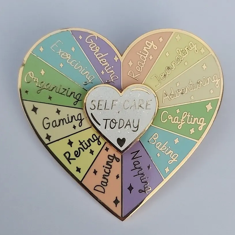 Self Care Ideas Spinner Keyring or Pin
