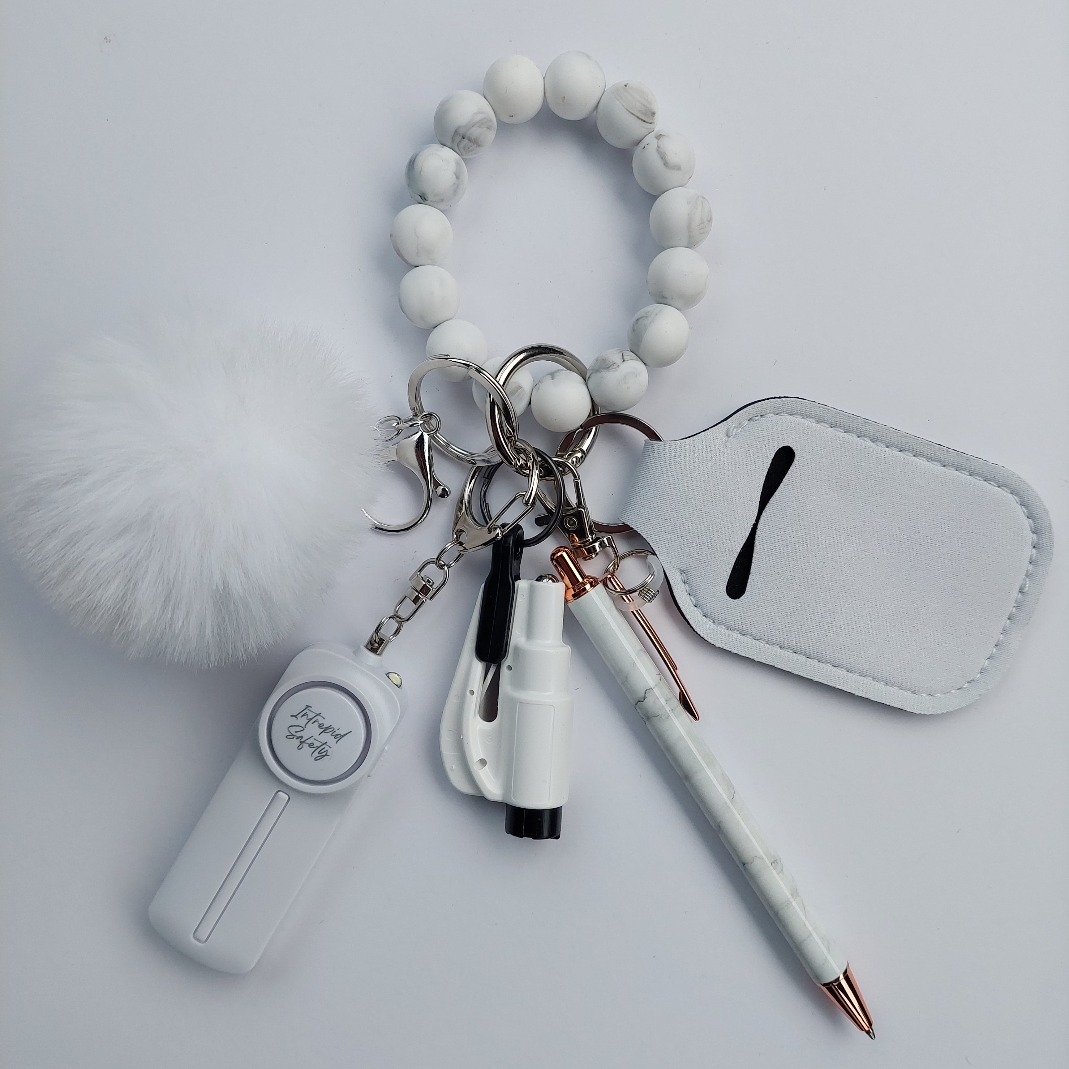"White Marble" Safety Keychain