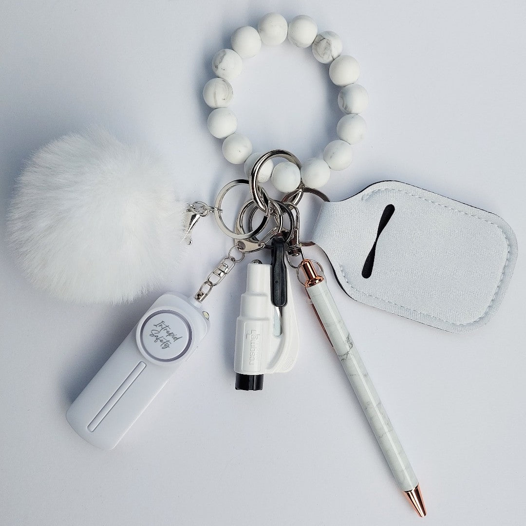 "White Marble" Safety Keychain
